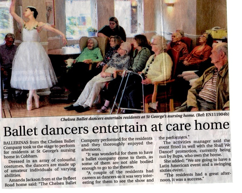 Chelse Ballet in the Local press after a visit to St George